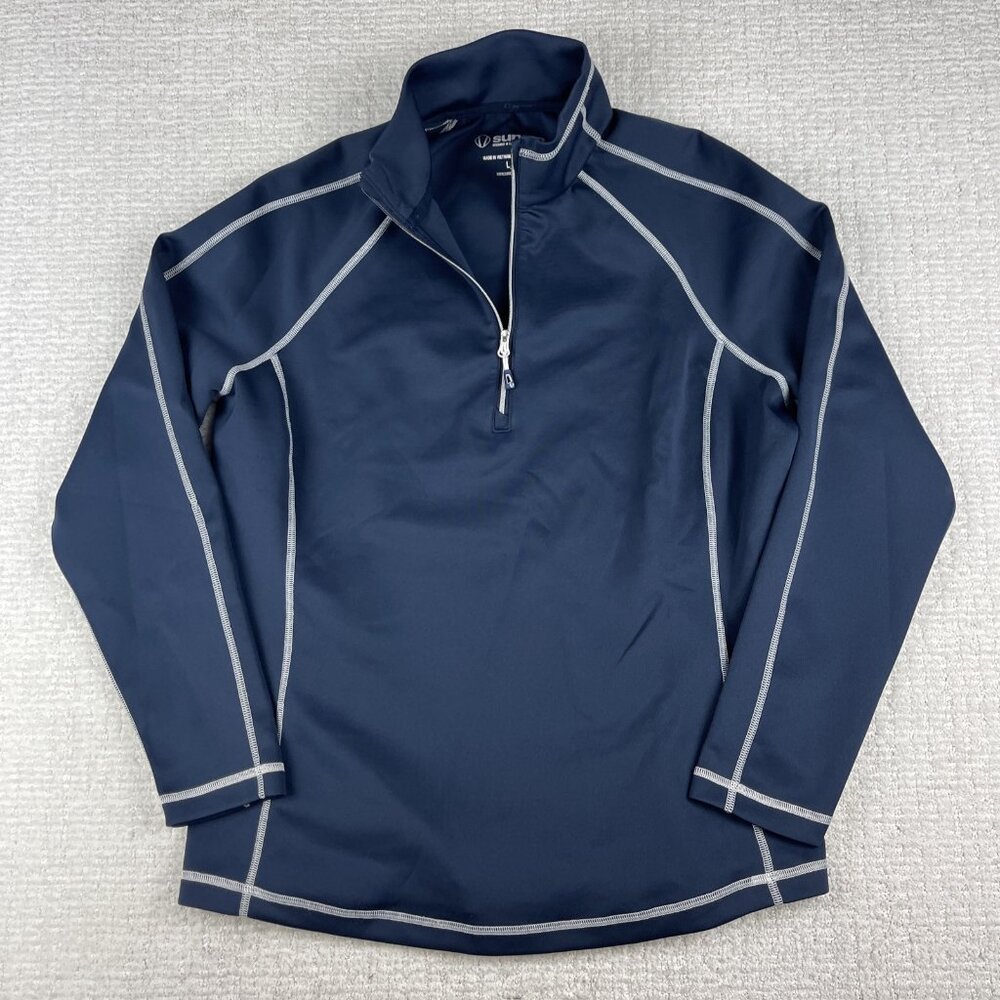 Sunice Women’s Maddy Stretch Thermal Half-Zip Pull-over Large Dark Blue White